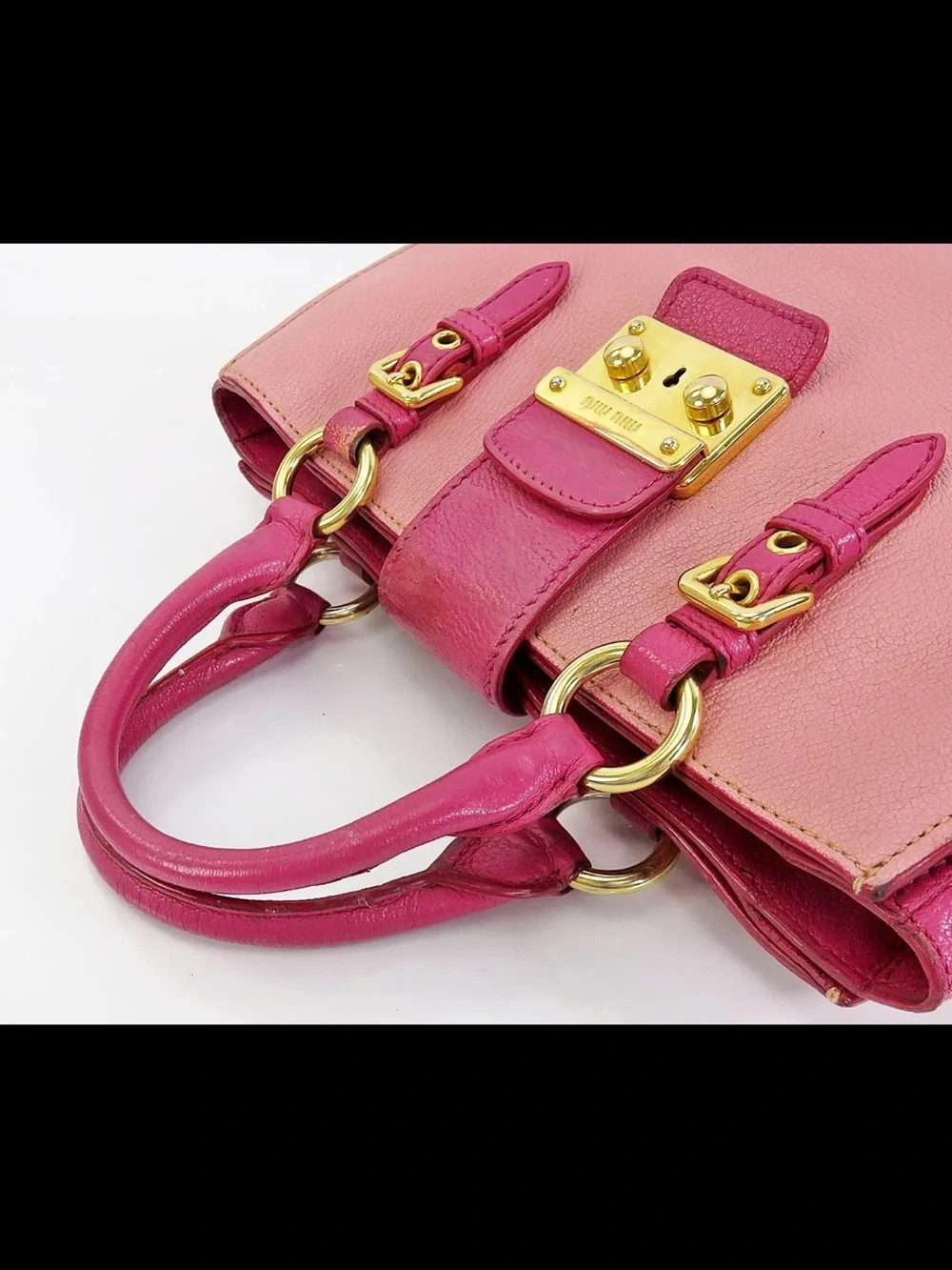 Miu Miu Two-Tone Pink Leather Top-Handle Satchel